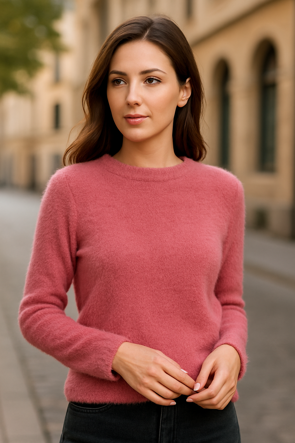 Pull rose doux-taille unique