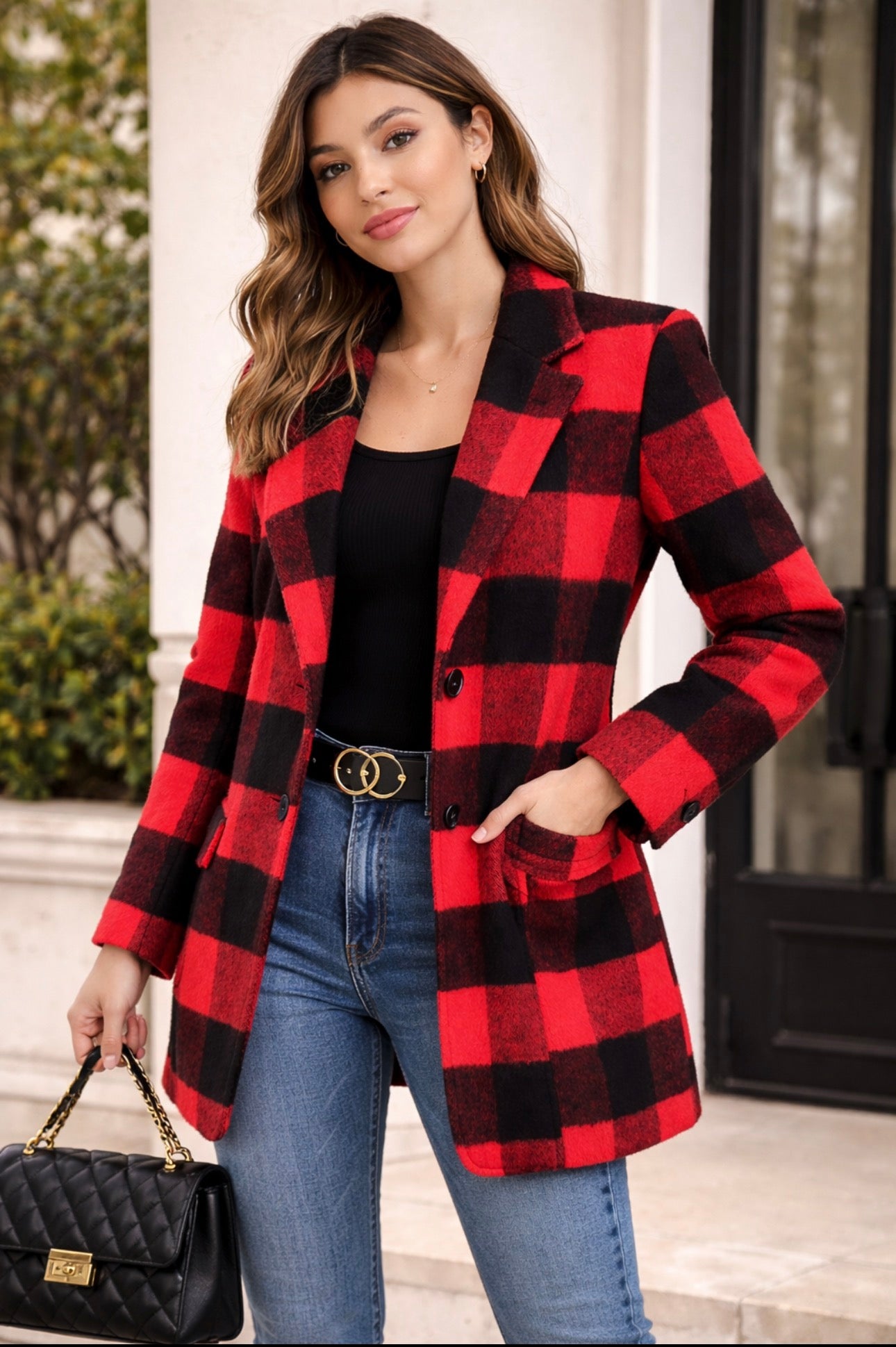 🖤❤️ Manteau à carreaux rouge & noir ❤️🖤