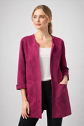 Veste fluide effet suédine – Coloris framboise