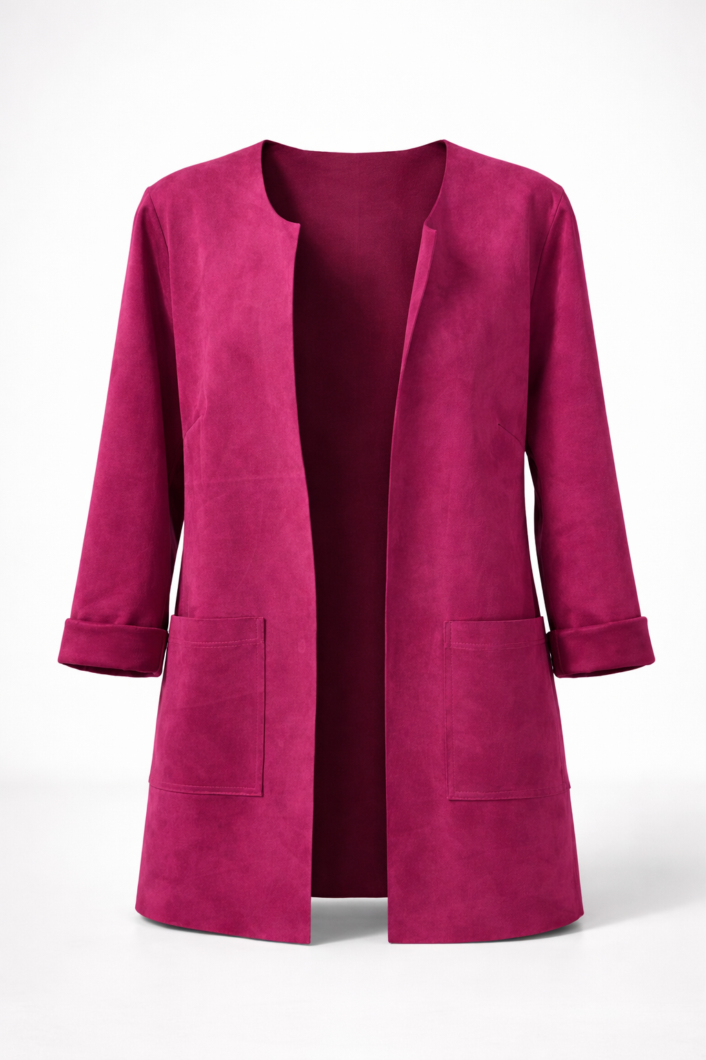 Veste fluide effet suédine – Coloris framboise