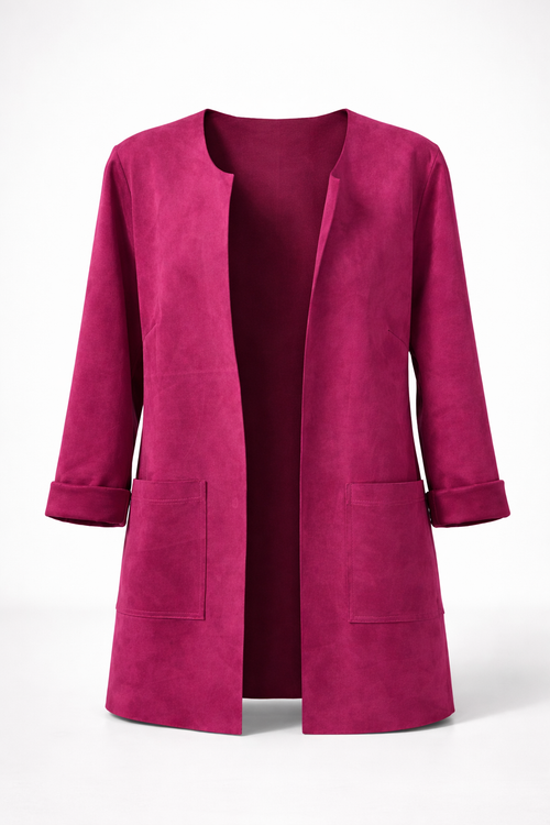 Veste fluide effet suédine – Coloris framboise